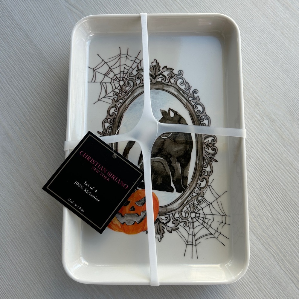 NWT Christian Siriano New York Set of 4 Halloween Med. Appetizer/Serving Plates